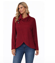 Load image into Gallery viewer, Waffle knit crossover sweater with 2 decorative buttons