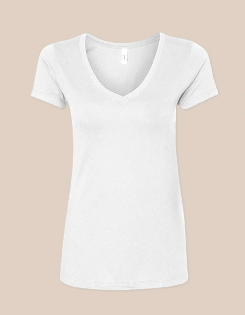 Cotton, polyester v neck tee
