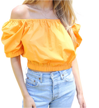 Load image into Gallery viewer, Marigold yellow off the shoulder top
