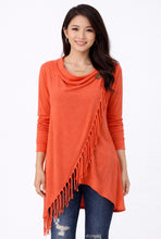Load image into Gallery viewer, Long sleeve crossed over sweater with tassels
