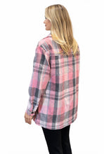 Load image into Gallery viewer, Pink plaid shirt with upper pockets
