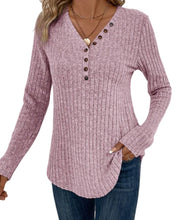 Load image into Gallery viewer, Mauve purple button up blouse
