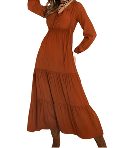 Rust colored long sleeve maxi dress