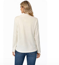 Load image into Gallery viewer, Waffle knit crossover sweater with 2 decorative buttons

