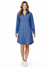 Load image into Gallery viewer, Button up denim dress with pockets
