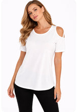 Load image into Gallery viewer, Short sleeve top with criss cross sleeve
