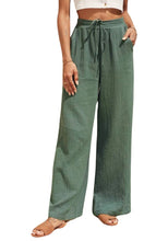 Load image into Gallery viewer, Wide leg green loose fitting pants
