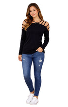 Load image into Gallery viewer, Long sleeve top with strappy sleeve
