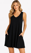 Load image into Gallery viewer, Sleeveless casual, comfy v-neck dress with pockets
