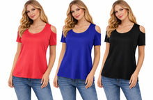 Load image into Gallery viewer, Cold shoulder top with crochet back
