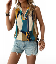 Load image into Gallery viewer, Geo print v-neck blouse
