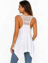 Load image into Gallery viewer, Feather print tank top with lace back
