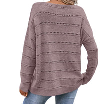Load image into Gallery viewer, Hollow out dusty pink sweater with drop shoulder
