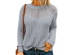Soft acrylic sweater with upper lace