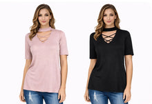 Load image into Gallery viewer, Cut out criss cross design tee
