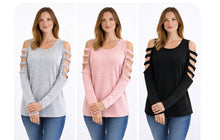 Load image into Gallery viewer, Lightweight long sleeve top with cutout sleeve design
