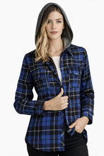 Load image into Gallery viewer, Plus size plaid shirt with hood
