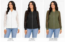 Load image into Gallery viewer, Lightweight bomber jacket with lace sleeves
