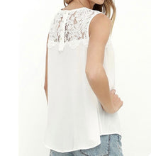 Load image into Gallery viewer, Sleeveless blouse with lace and button up back

