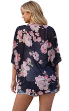 Load image into Gallery viewer, Lightweight navy floral kimono
