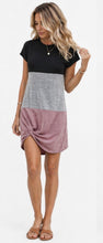 Load image into Gallery viewer, Colour block twisted hem t-shirt dress
