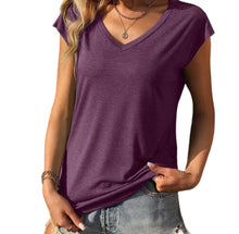 Load image into Gallery viewer, Very soft purple v neck tee
