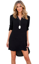 Load image into Gallery viewer, Loose fitting long sleeve v-neck high/low shirt/dress
