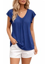 Load image into Gallery viewer, Blue v-neck blouse
