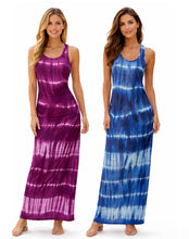Load image into Gallery viewer, Tie dye bodycon fit racerback  maxi dress
