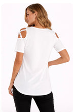 Load image into Gallery viewer, Short sleeve top with criss cross sleeve
