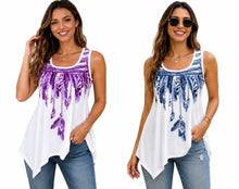 Load image into Gallery viewer, Feather print tank top with lace back
