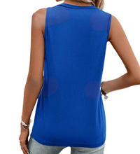 Load image into Gallery viewer, Blue v neck tank with upper pocket
