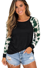 Load image into Gallery viewer, Black long sleeve camouflage top
