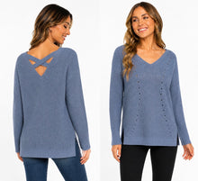 Load image into Gallery viewer, Acrylic knit sweater with criss cross back
