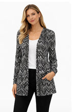 Load image into Gallery viewer, Black chevron cardigan with pockets
