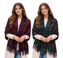 Load image into Gallery viewer, Beautiful plaid scarves that double as a shawl
