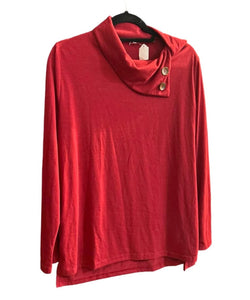 Red sweater with decorative buttons