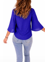 Load image into Gallery viewer, Button up blouse with tie up bottom
