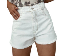 Load image into Gallery viewer, Raw hem high waist denim shorts
