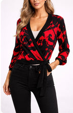 Load image into Gallery viewer, 1XL blouse with slits in sleeves and bow
