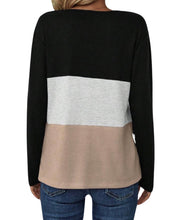 Load image into Gallery viewer, Khaki colorblock waffle knit long sleeve top
