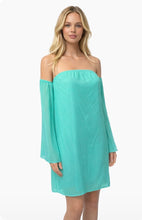 Load image into Gallery viewer, Green off shoulder dress with lining
