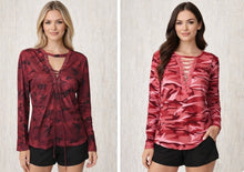 Load image into Gallery viewer, Long sleeve lace up camouflage top
