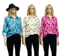 Load image into Gallery viewer, Polka dot button up blouse with upper pocket
