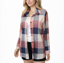 Load image into Gallery viewer, Plaid multi coloured button up shirt
