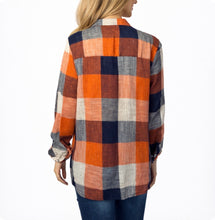 Load image into Gallery viewer, Orange plaid multi coloured shirt
