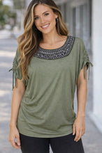 Load image into Gallery viewer, Olive green top with lots of bling
