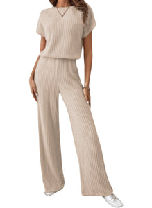 Short sleeve super soft ribbed jumpsuit