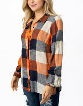 Load image into Gallery viewer, Orange plaid multi coloured shirt
