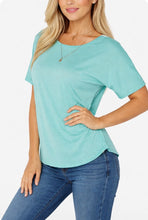 Load image into Gallery viewer, Polyester, cotton tee with white lace detail
